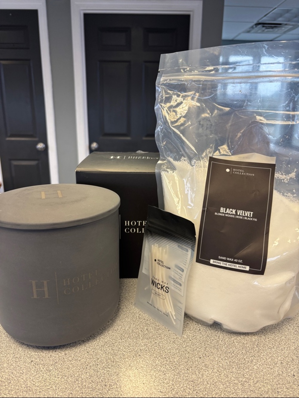 Hotel Collection Black Velvet Candle Kit - Gray